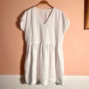 Lou & Grey | White Linen Babydoll Tunic Size Medium